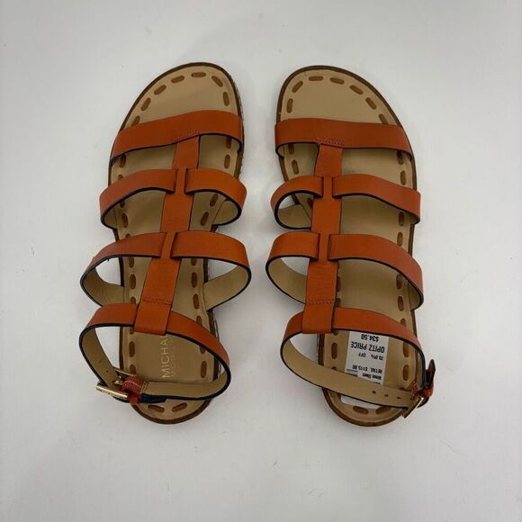 Michael Kors Leather Gladiator Sandals Light Brown Adjustable Strap Size 7 - Picture 8 of 11